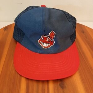 Vintage Cleveland Indians Chief Wahoo Trucker Hat Cap Snapback Mens Mesh U.I.I.